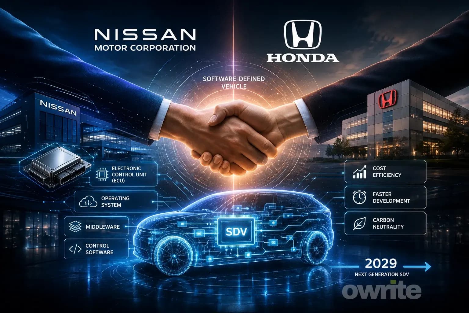 Ilustrasi kerja sama Nissan Motor Co., Ltd. dan Honda Motor Co., Ltd. Ilustrasi kerja sama Nissan Motor Co., Ltd. dan Honda Motor Co., Ltd.