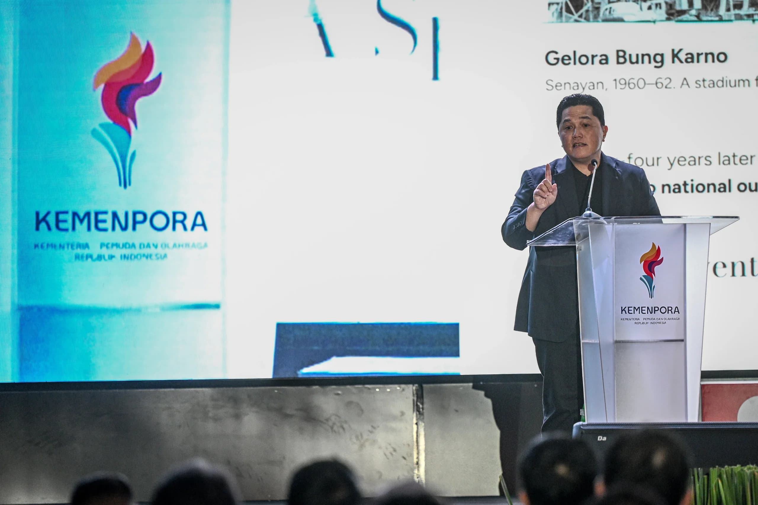 Menpora Erick Thohir memberikan sambutan saat pembukaan Indonesia Sports Summit 2026 di Jakarta International Convention Center (JICC), Jakarta, Jumat (11/9/2026). Menpora Erick Thohir memberikan sambutan saat pembukaan Indonesia Sports Summit 2026 di Jakarta International Convention Center (JICC), Jakarta, Jumat (11/9/2026).
