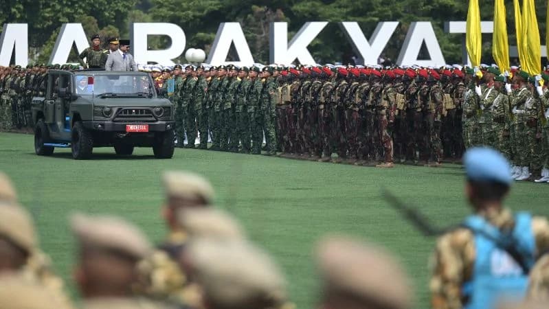Presiden RI Prabowo Subianto saat amanat Upacara HUT ke-81 TNI di Mabes TNI, Cilangkap, Senin, 5 Oktober 2026. Presiden RI Prabowo Subianto saat amanat Upacara HUT ke-81 TNI di Mabes TNI, Cilangkap, Senin, 5 Oktober 2026.